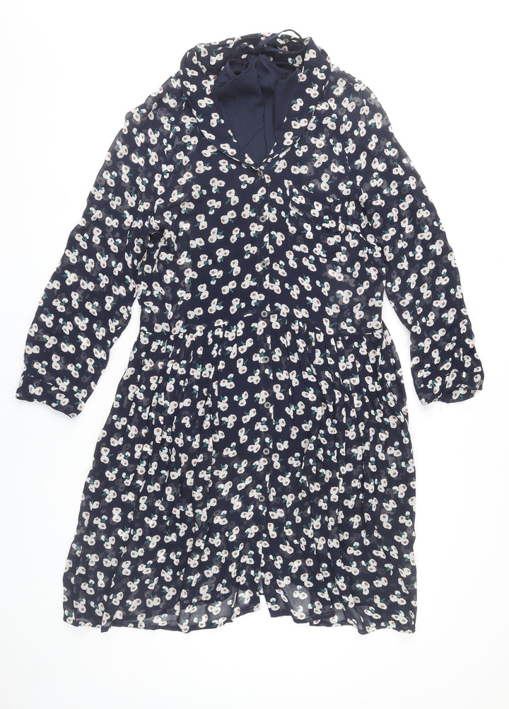 Marks and Spencer Women Blue Floral A-Line Dress Size 12