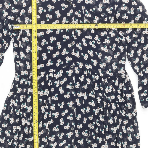 Marks and Spencer Women Blue Floral A-Line Dress Size 12