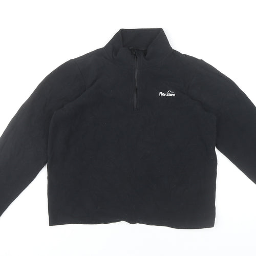 Peter Storm Boys Black Fleece Sweatshirt 11-12 Years 1/4 Zip Outdoor Top