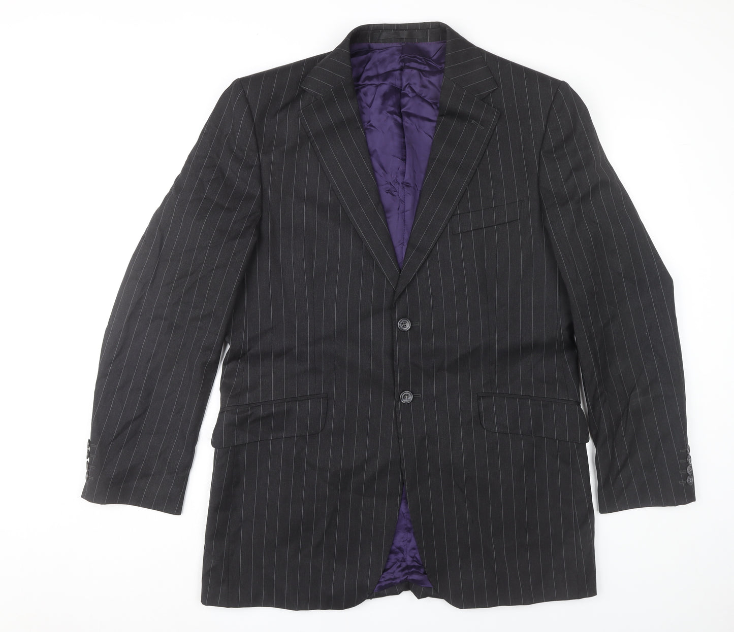 Marks and Spencer Men’s Black Pinstripe Wool Blazer Jacket 40L