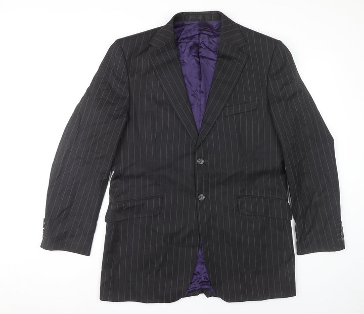 Marks and Spencer Men’s Black Pinstripe Wool Blazer Jacket 40L