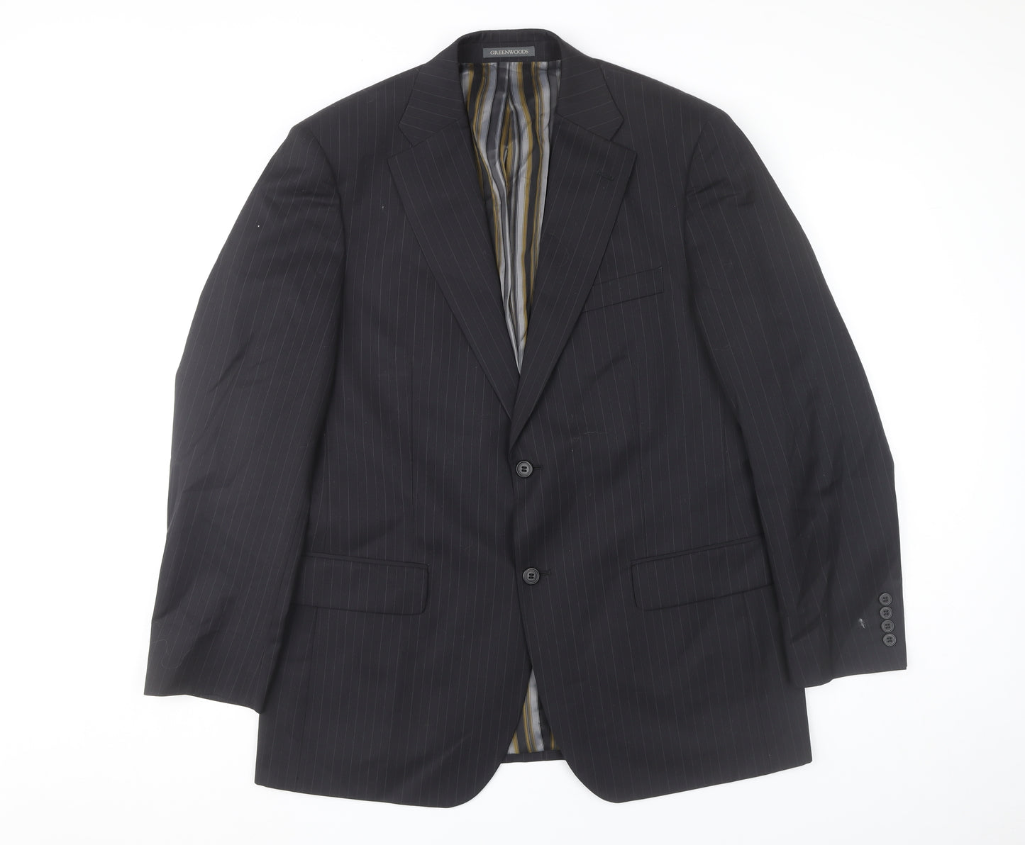 Greenwoods Elite Men’s Black Pinstripe 42R Blazer Jacket
