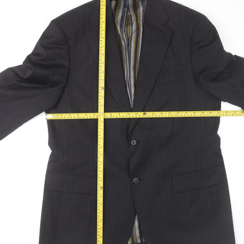 Greenwoods Elite Men’s Black Pinstripe 42R Blazer Jacket