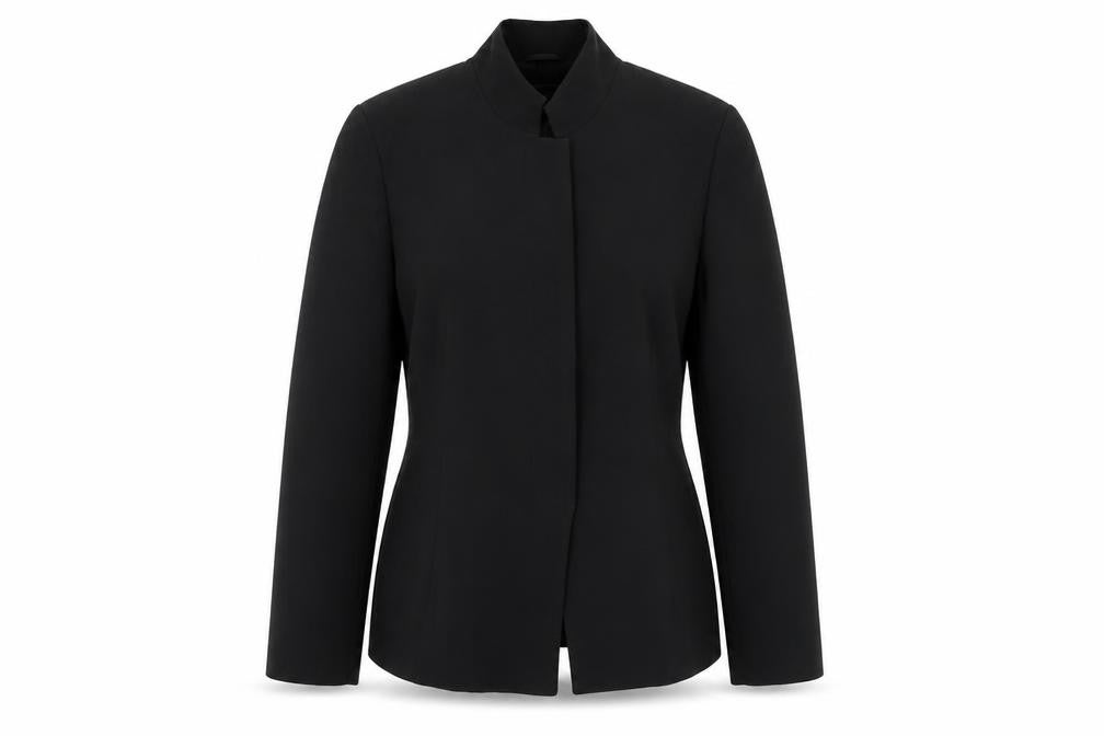 Front view of Marks & Spencer Women Black, size 12, Single Breasted Suit Jacket