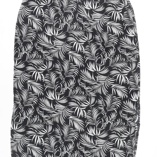 Wallis Women’s Black Tropical Print Viscose Pencil Skirt Size 18
