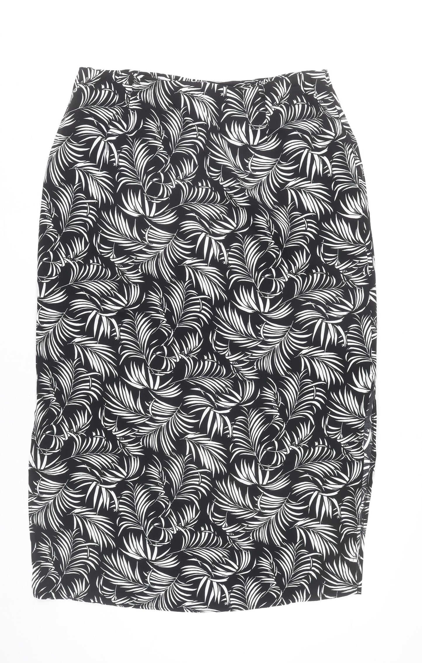 Wallis Women’s Black Tropical Print Viscose Pencil Skirt Size 18