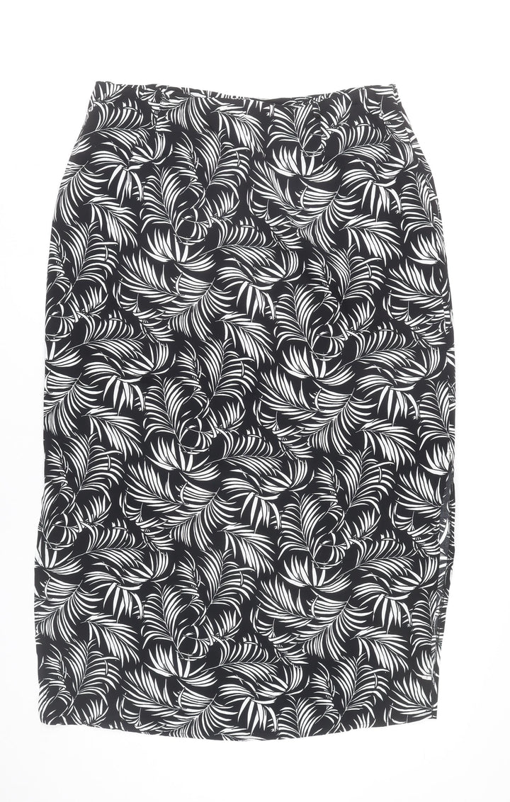 Wallis Women’s Black Tropical Print Viscose Pencil Skirt Size 18