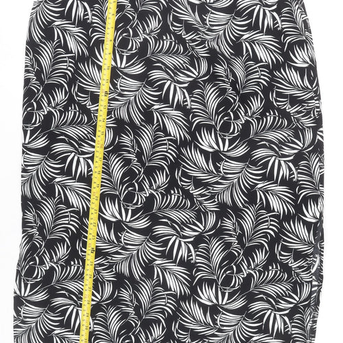 Wallis Women’s Black Tropical Print Viscose Pencil Skirt Size 18