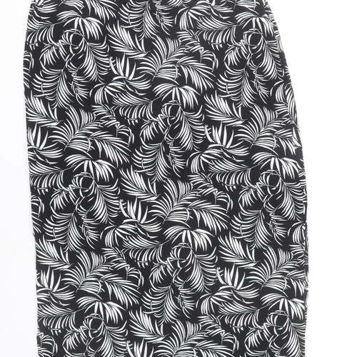 Wallis Women’s Black Tropical Print Viscose Pencil Skirt Size 18