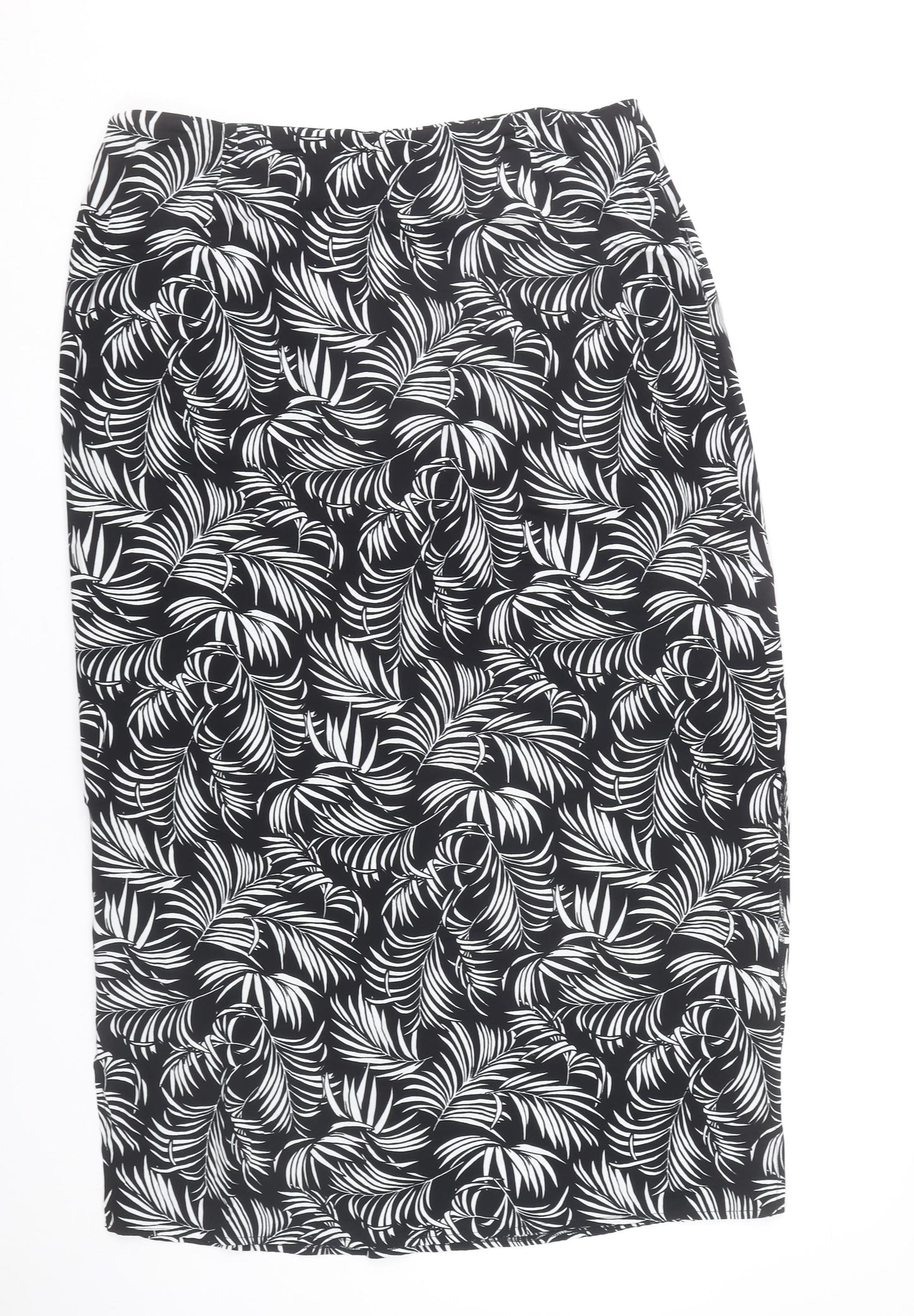 Wallis Women’s Black Tropical Print Viscose Pencil Skirt Size 18