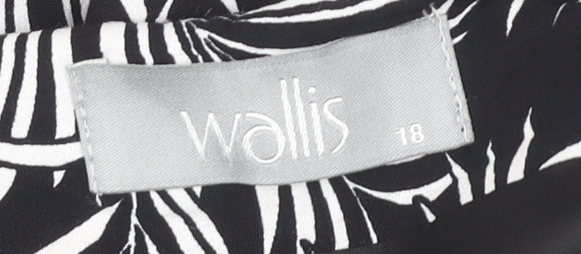 Wallis Women’s Black Tropical Print Viscose Pencil Skirt Size 18