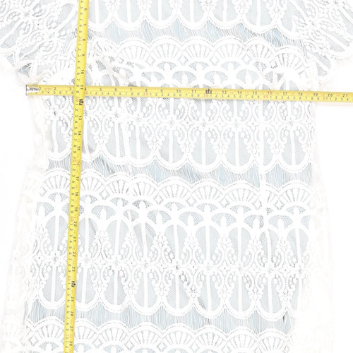 Dorothy Perkins Women’s White Lace Shift Dress Size 18 Knee Length