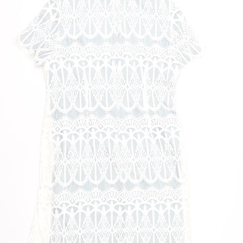 Dorothy Perkins Women’s White Lace Shift Dress Size 18 Knee Length