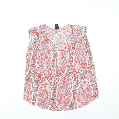 Izabel London Womens Multicoloured Floral Zip V-Neck Blouse Size 10