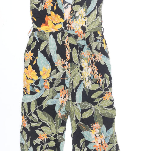 Warehouse Women’s Multicoloured Floral Wide Leg Viscose Jumpsuit Size 6