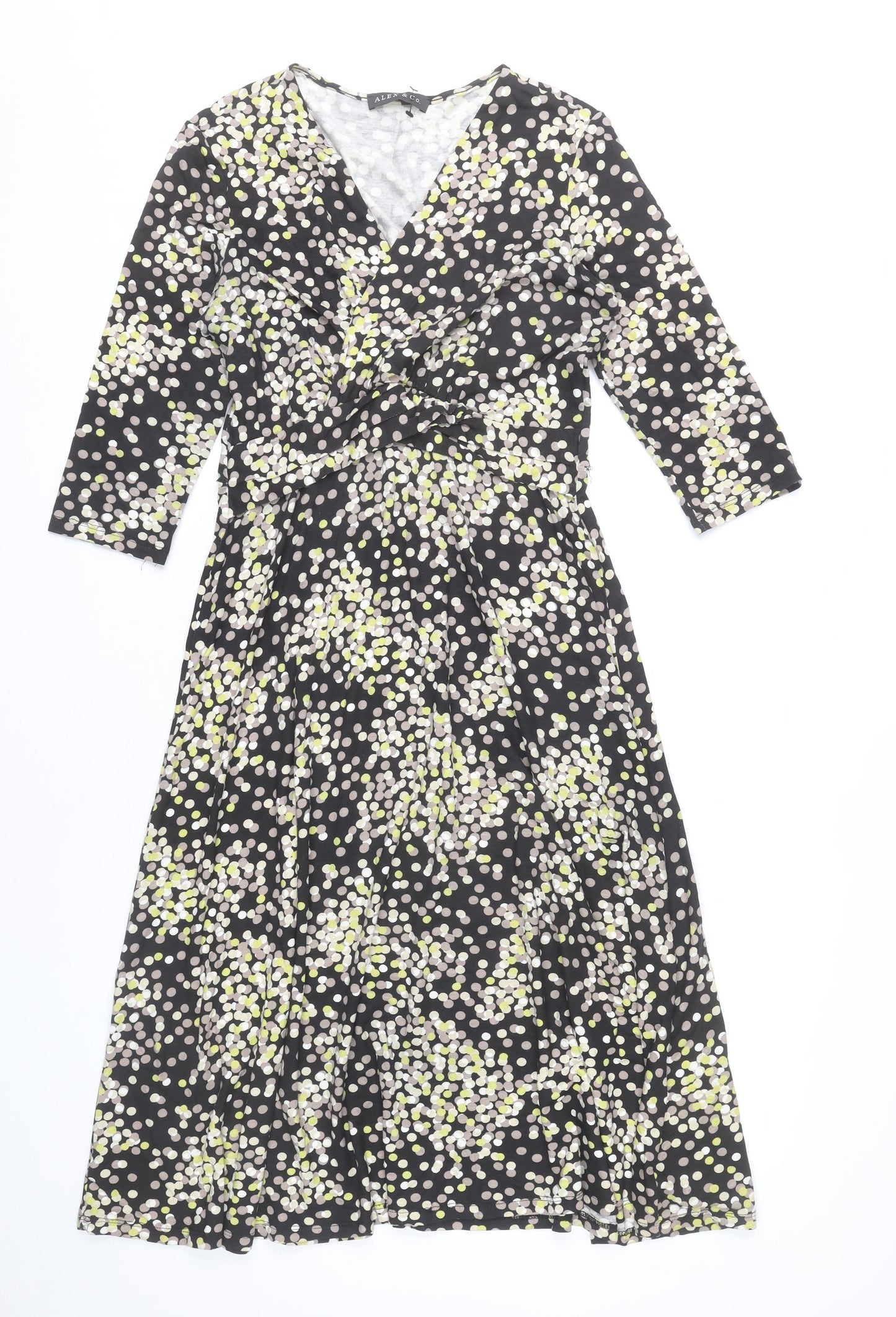 Alex & Co. Women’s Black Polka Dot Midi Wrap Dress Size 10