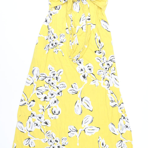 JoJo Maman Bébé Women Yellow Floral Maxi Dress S Viscose Sleeveless