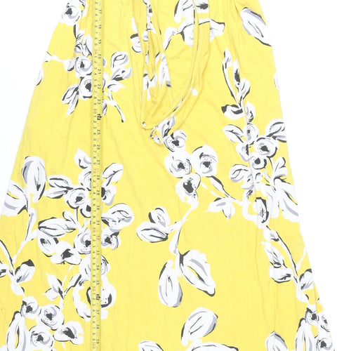JoJo Maman Bébé Women Yellow Floral Maxi Dress S Viscose Sleeveless