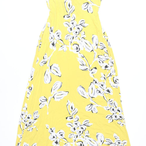 JoJo Maman Bébé Women Yellow Floral Maxi Dress S Viscose Sleeveless