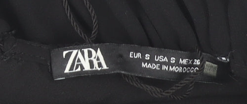 Zara Women Black Shift Dress Size 8 Short Sleeve Classic Style