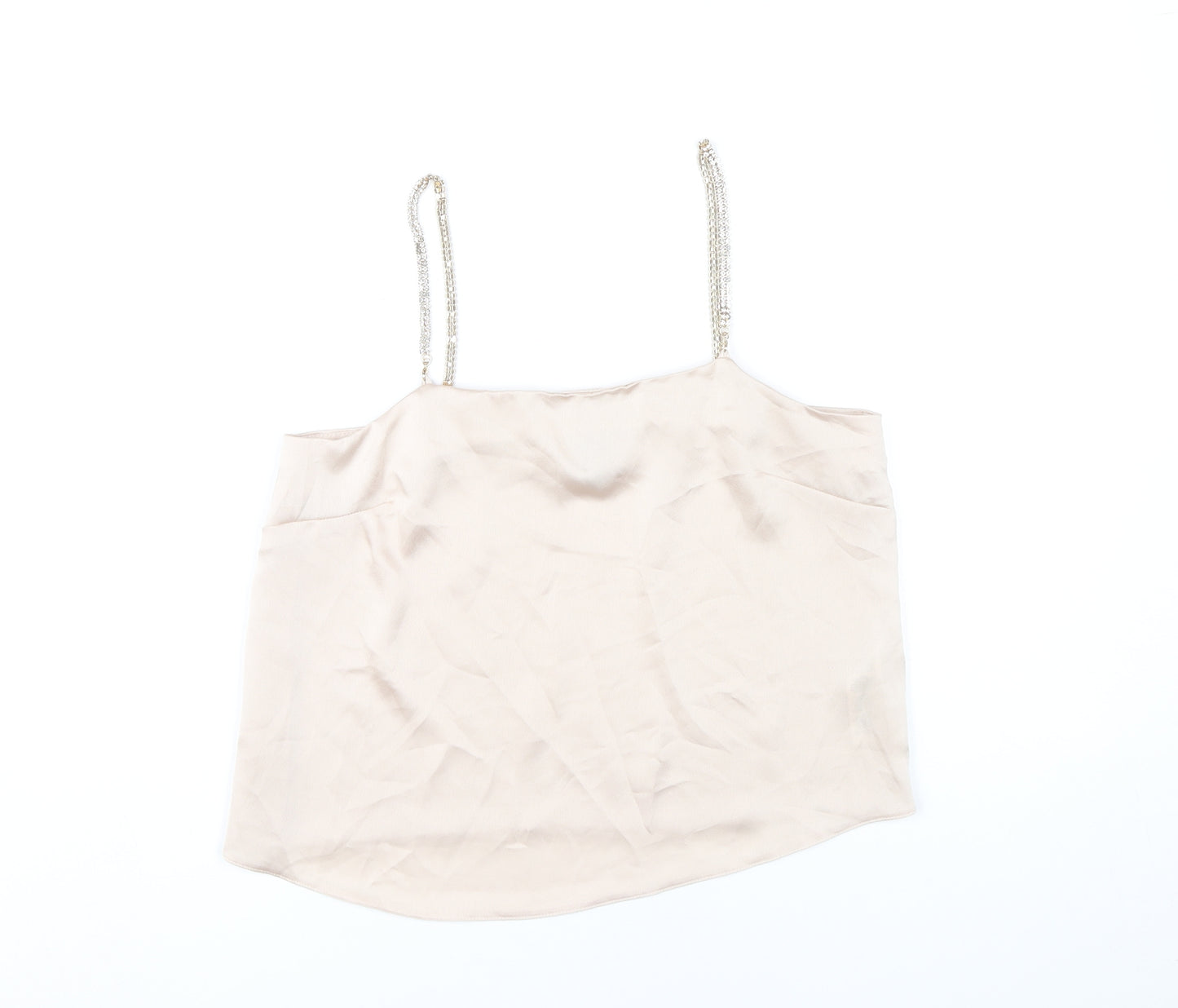 ASOS Womens Beige Camisole Tank Top Size 6 Beaded Straps Polyester