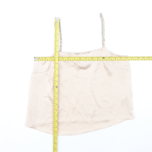 ASOS Womens Beige Camisole Tank Top Size 6 Beaded Straps Polyester