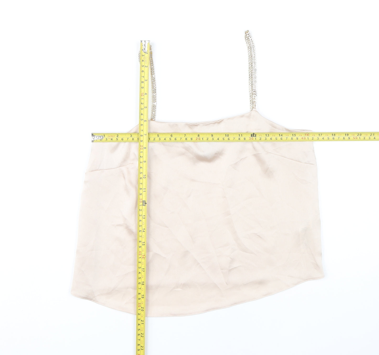 ASOS Womens Beige Camisole Tank Top Size 6 Beaded Straps Polyester