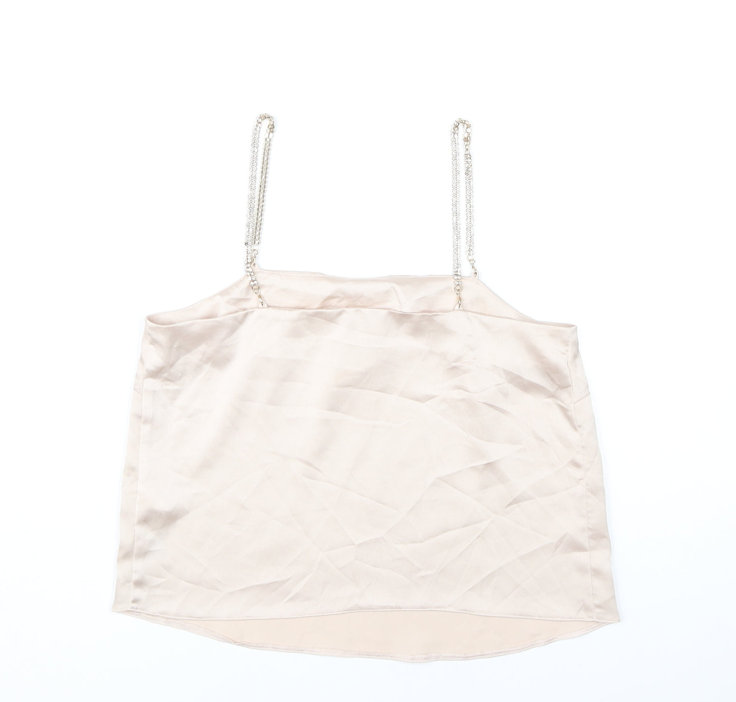 ASOS Womens Beige Camisole Tank Top Size 6 Beaded Straps Polyester