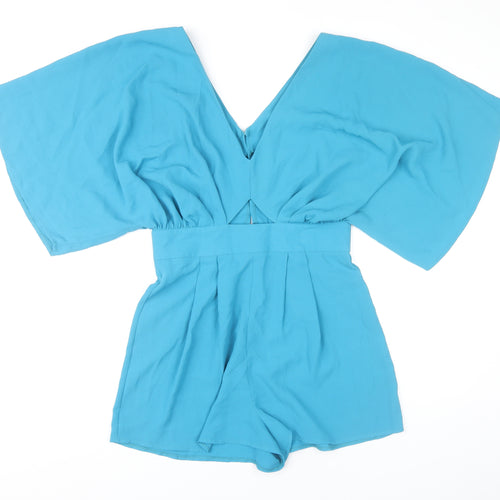 ASOS Women’s Blue Size 12 V-Neck Kimono Sleeve Playsuit