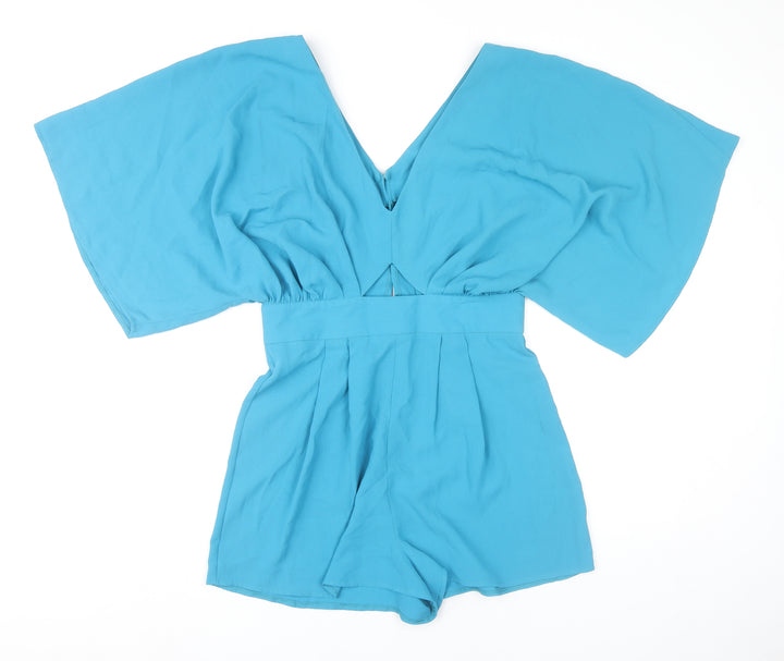 ASOS Women’s Blue Size 12 V-Neck Kimono Sleeve Playsuit