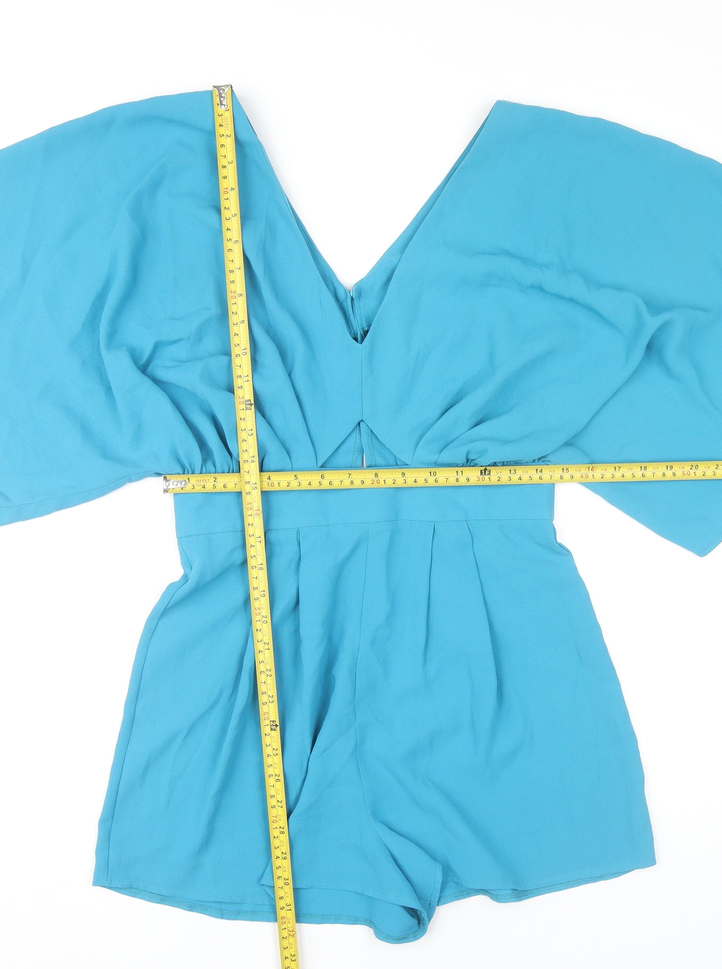 ASOS Women’s Blue Size 12 V-Neck Kimono Sleeve Playsuit