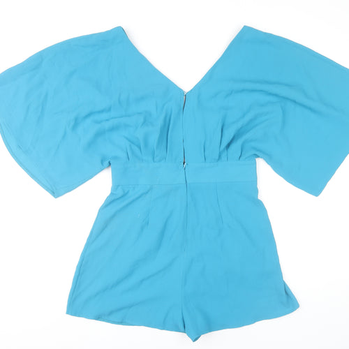 ASOS Women’s Blue Size 12 V-Neck Kimono Sleeve Playsuit