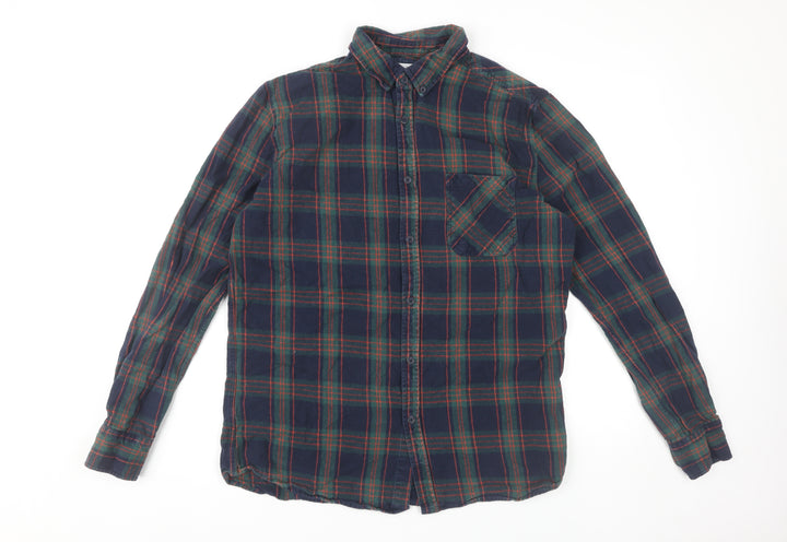 Hawksworth Men’s Multicoloured Plaid Flannel Button-Up Shirt M