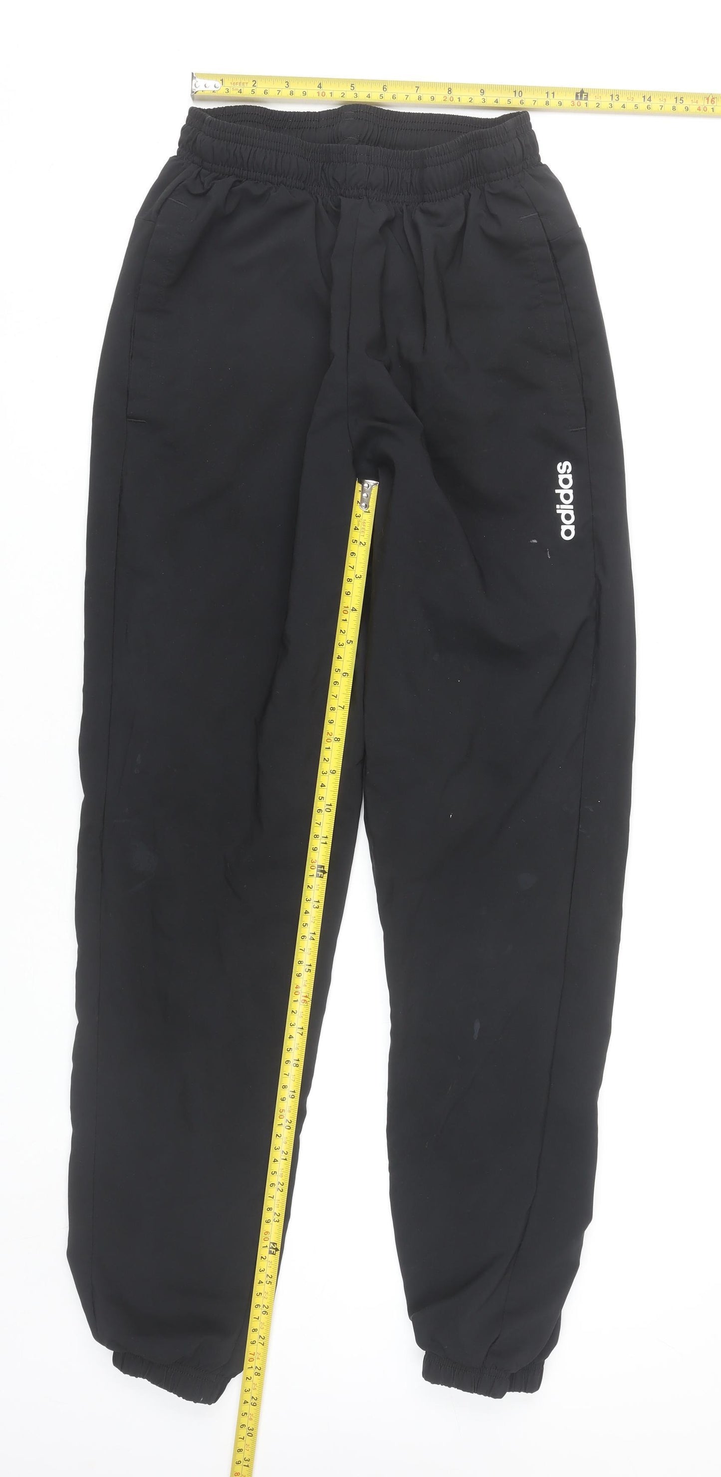 Adidas Men’s Black Jogger Trousers Size S Polyester Tapered