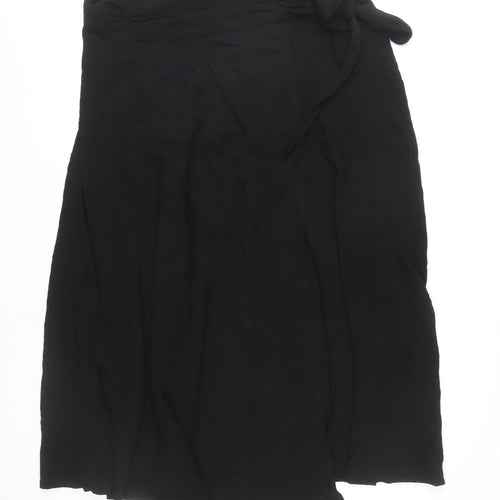 Wallis Women’s Black Viscose Wrap Midi Skirt Size 16