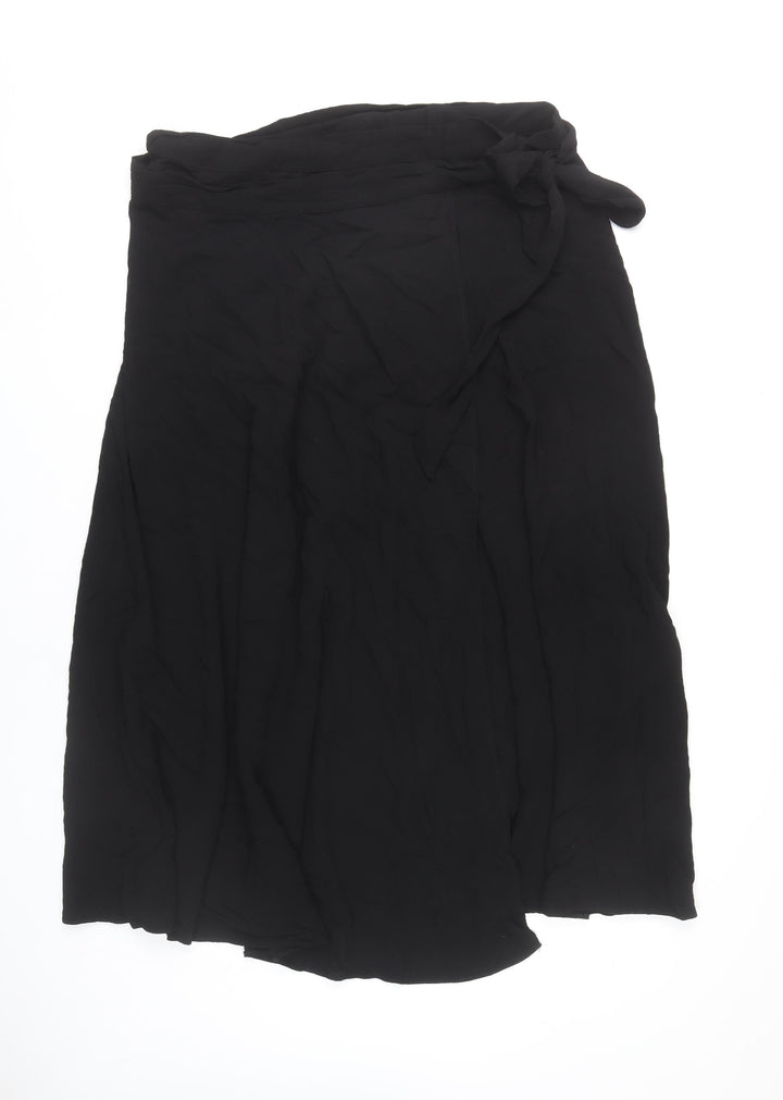 Wallis Women’s Black Viscose Wrap Midi Skirt Size 16