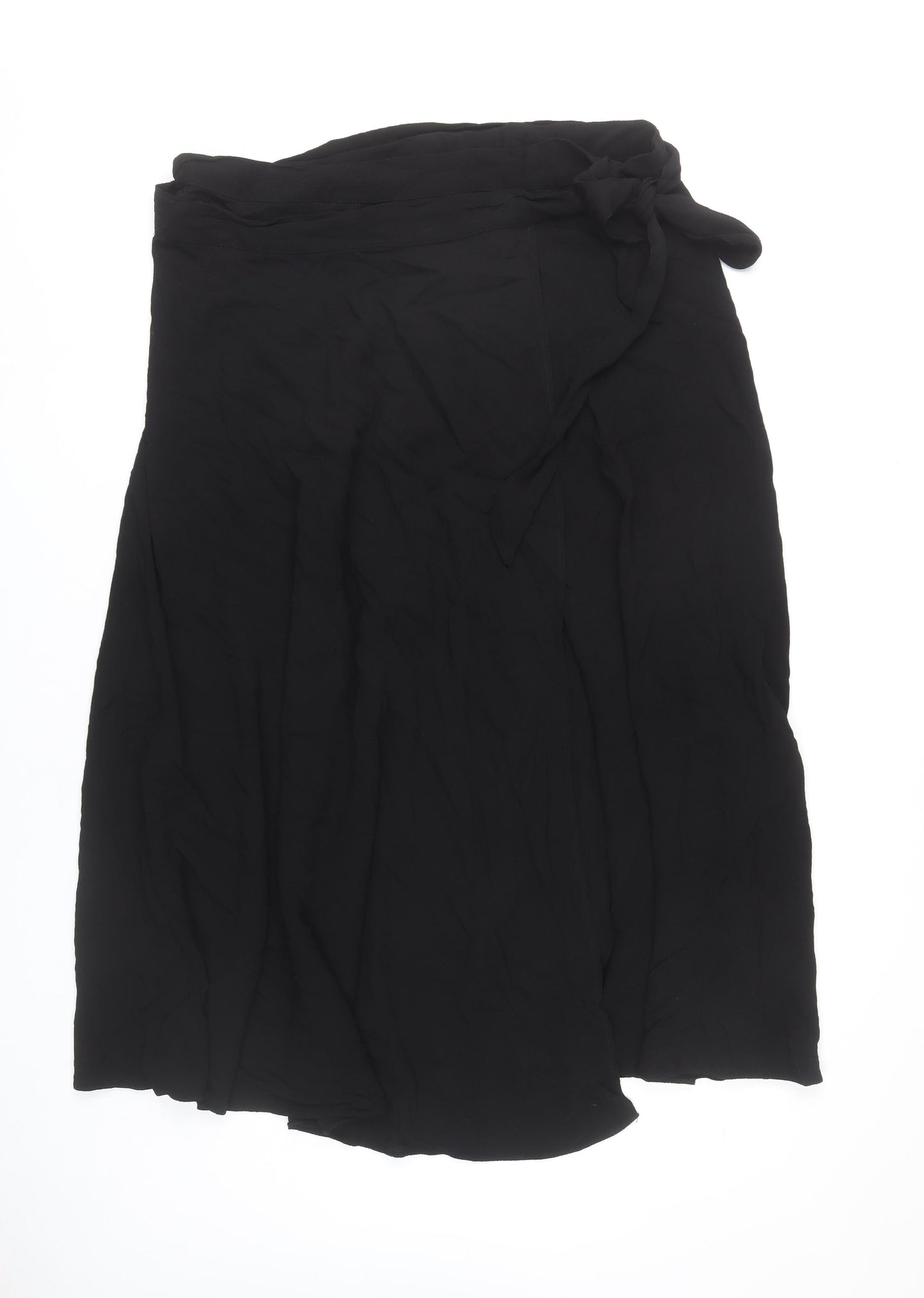 Wallis Women’s Black Viscose Wrap Midi Skirt Size 16