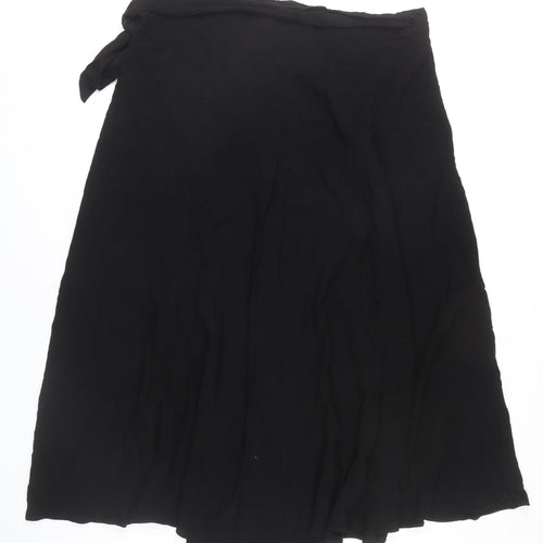 Wallis Women’s Black Viscose Wrap Midi Skirt Size 16