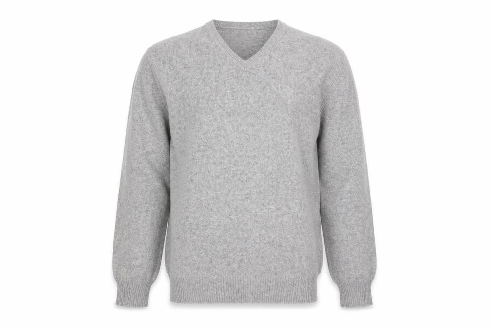 Front view of Zara Man Grey V-Neck jumper Knit Men’s M Long Sleeve