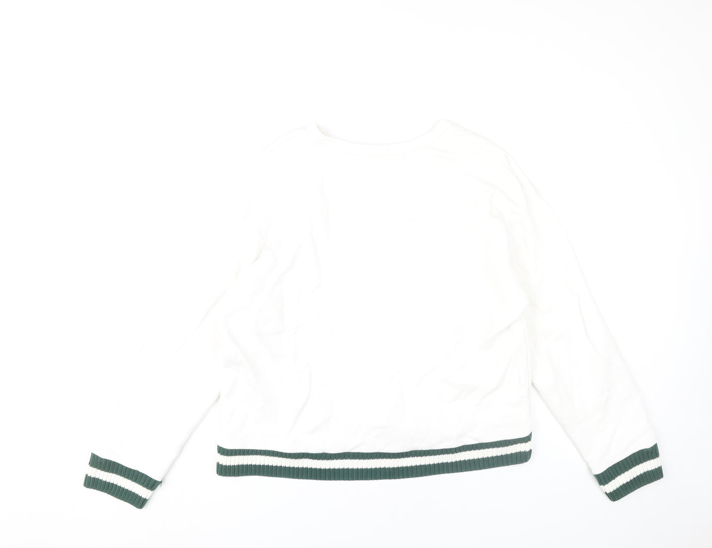 Zara Womens White Sweatshirt Size L Crew Neck Pullover Casual