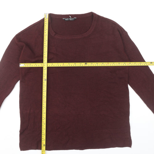 Select Womens Red Acrylic Pullover Jumper Size L Long Sleeve Casual