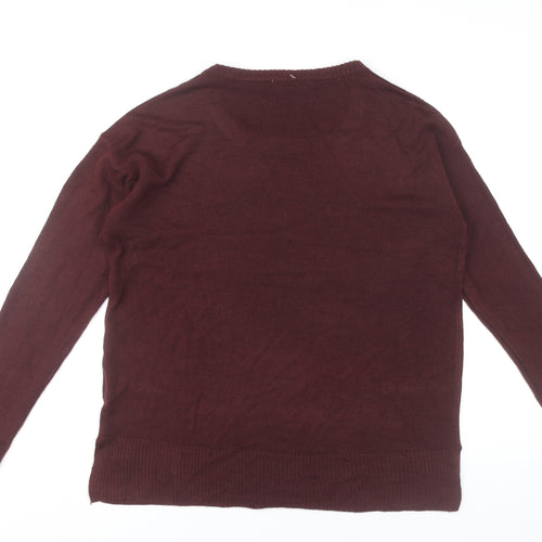 Select Womens Red Acrylic Pullover Jumper Size L Long Sleeve Casual
