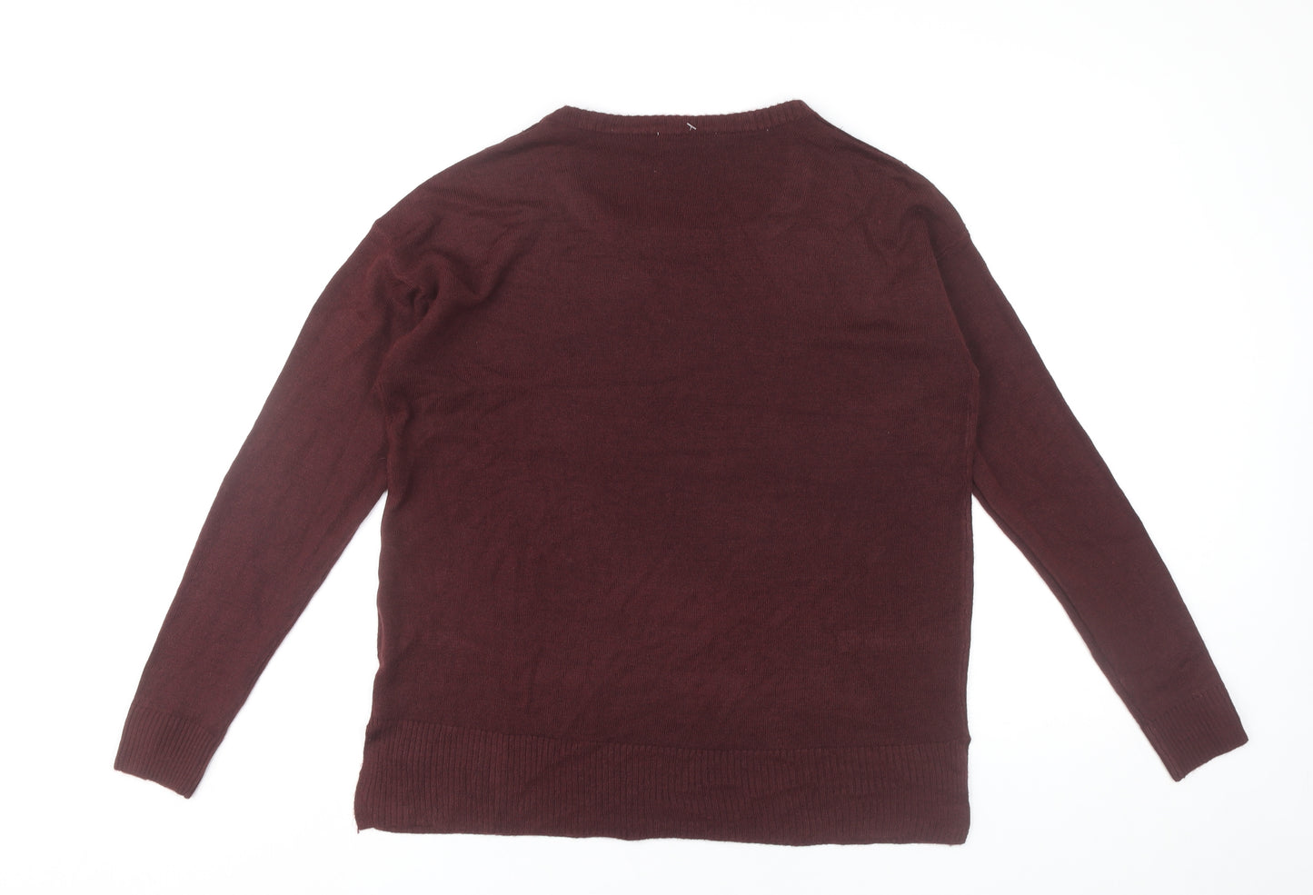 Select Womens Red Acrylic Pullover Jumper Size L Long Sleeve Casual