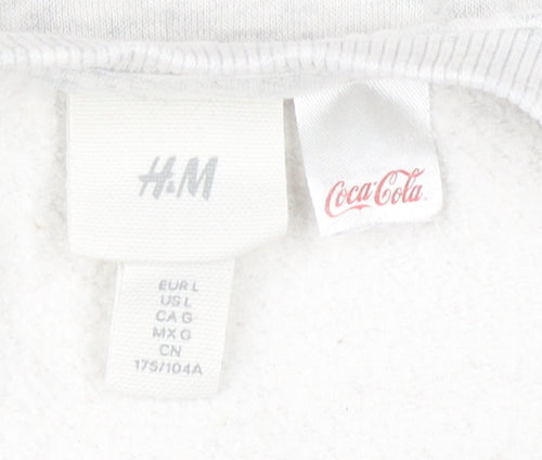 H&M Women Grey Coke Logo Sweatshirt L Casual Pullover Cotton Blend
