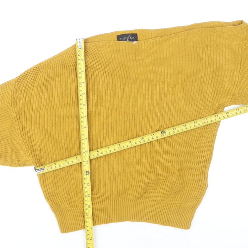 Topshop Womens Yellow Pullover Jumper Size 6 Boat Neck Knit
