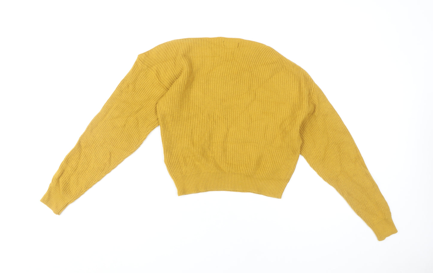 Topshop Womens Yellow Pullover Jumper Size 6 Boat Neck Knit