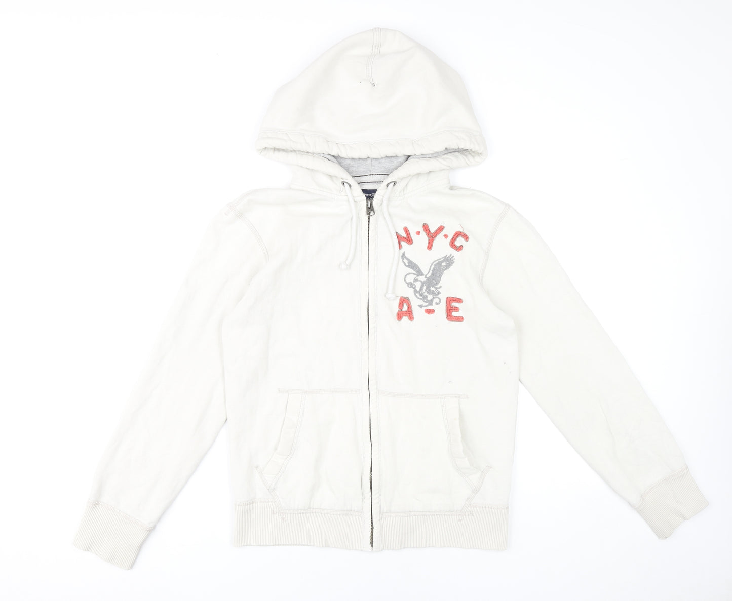 American Eagle Womens White XS Full Zip Hoodie Sweatshirt