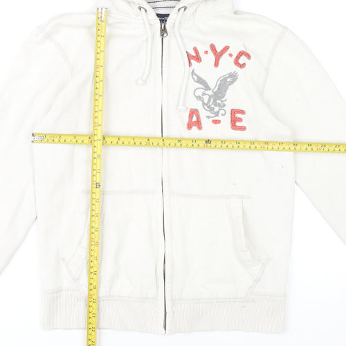 American Eagle Womens White XS Full Zip Hoodie Sweatshirt