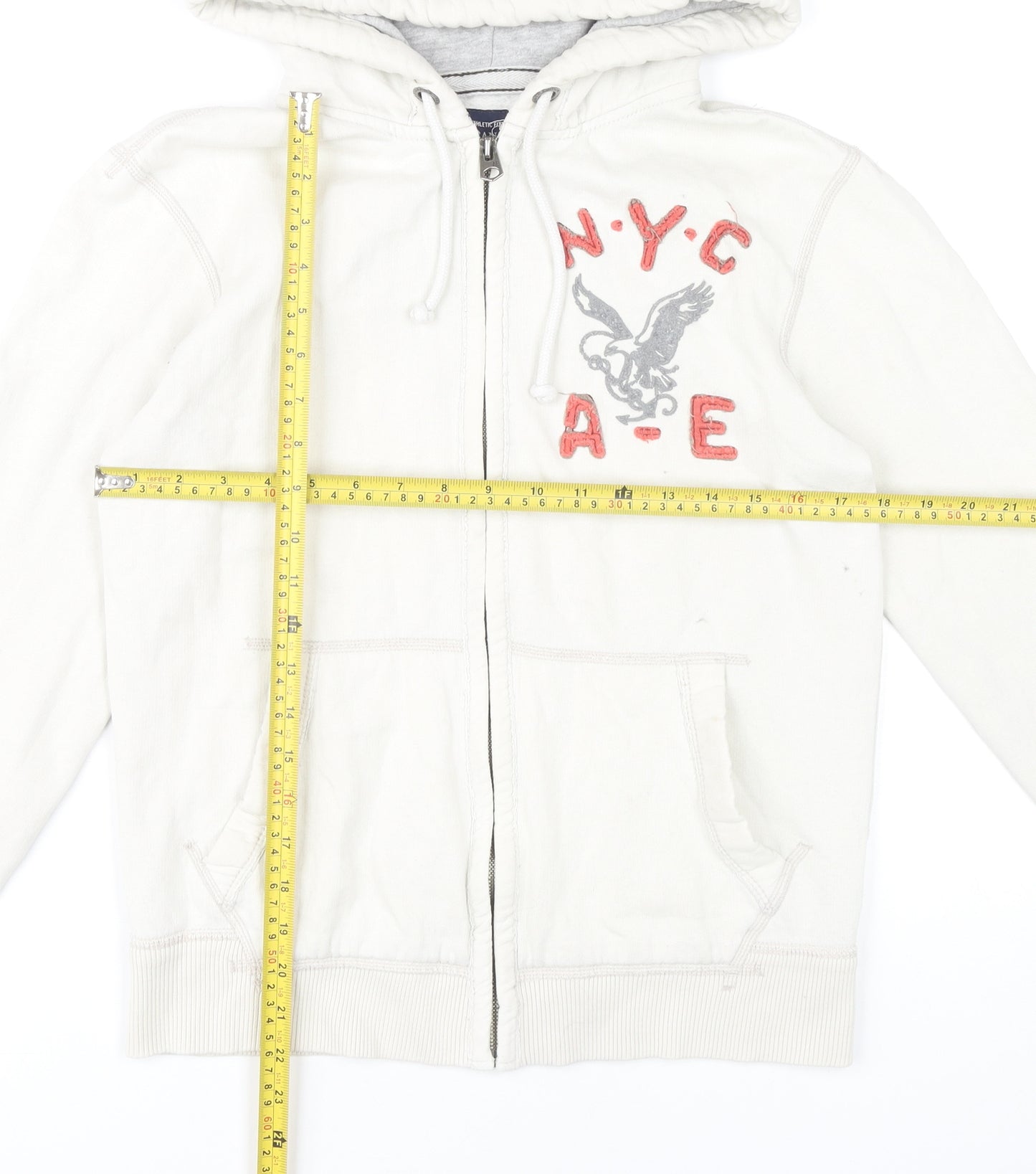 American Eagle Womens White XS Full Zip Hoodie Sweatshirt