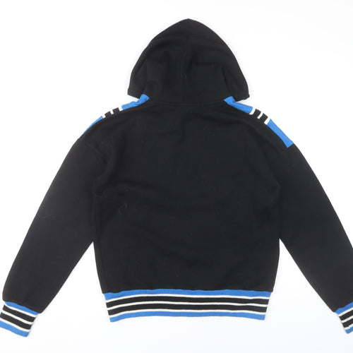 Puma Unisex Black Pullover Hoodie S Retro Striped Sportswear